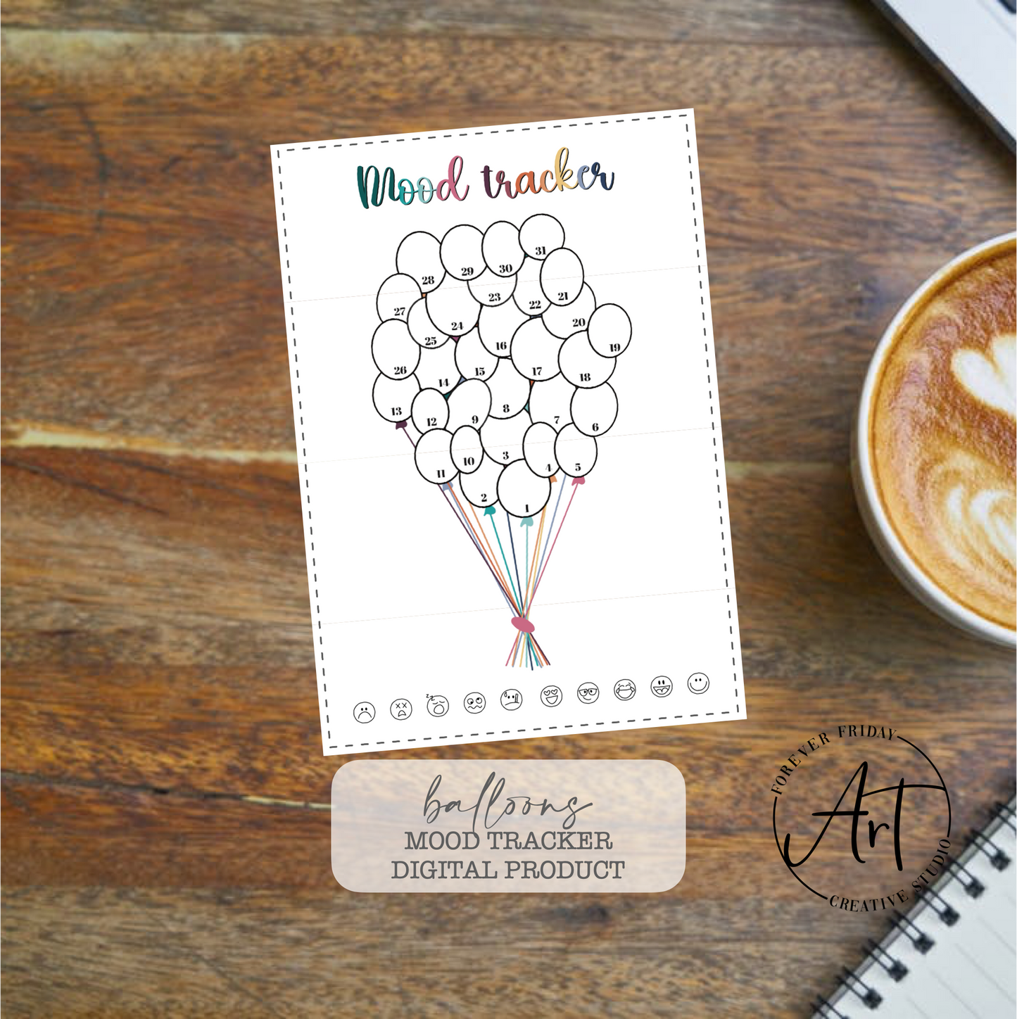 Balloons Mood Tracker_ Digital Download