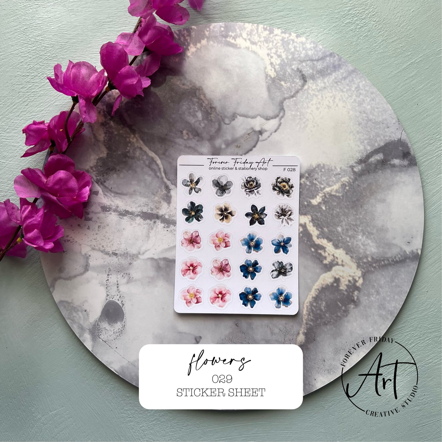 Flowers Sticker Sheet F025 - F028