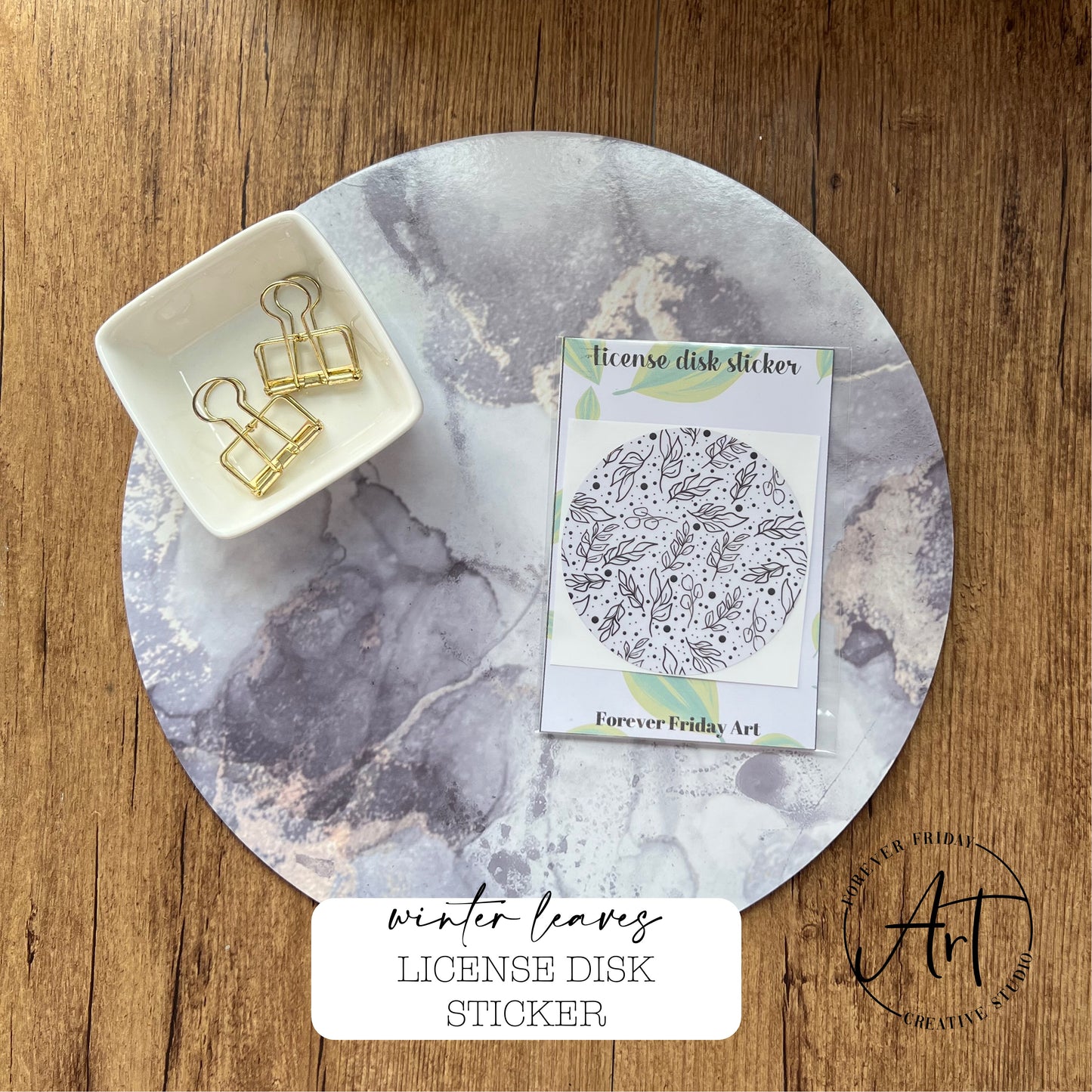 Winter Leaves License Sticker