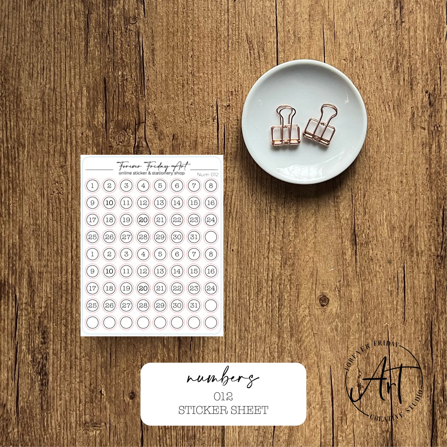 Numbers Sticker Sheet NUM009-NUM012