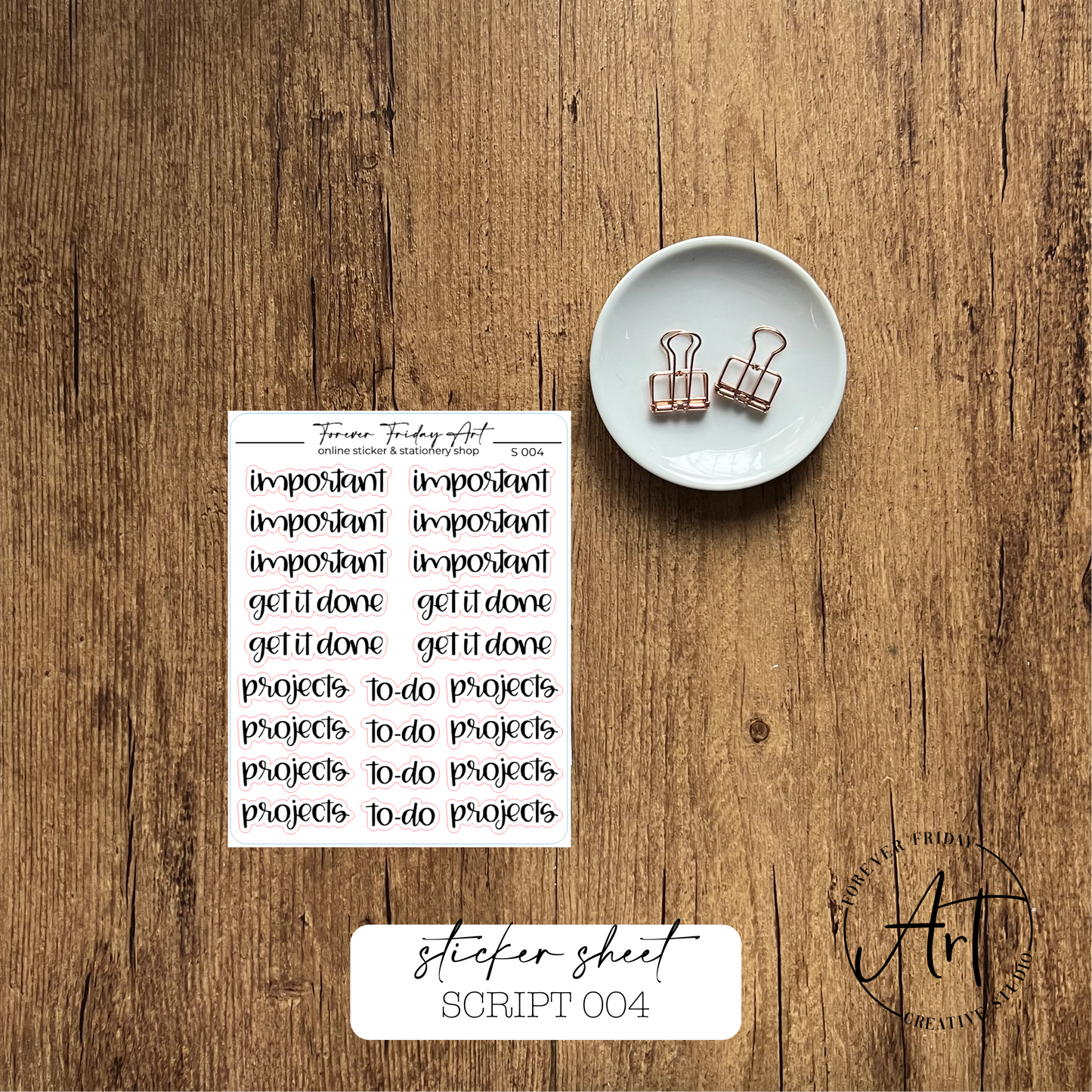 Script Sticker Sheet S001 - S004
