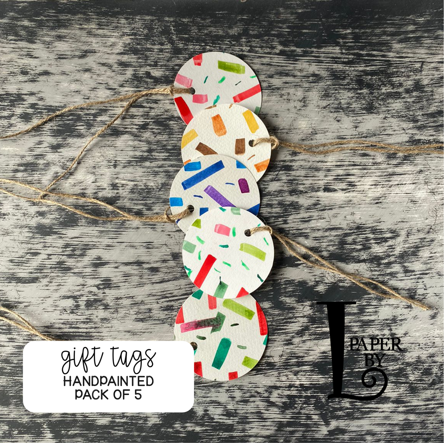 Handmade Gift tags pack of 5 - Paper by L