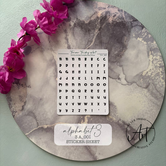 Alphabet 3 Sticker Sheet A001-A004