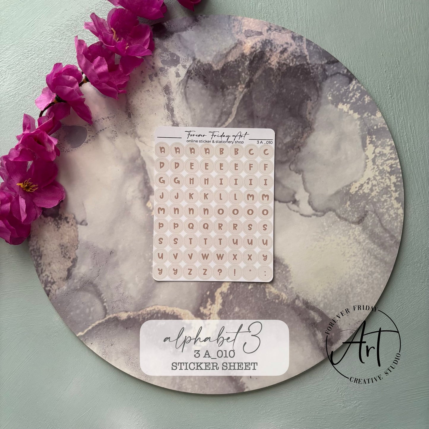 Alphabet 3 Sticker Sheet A009-A012
