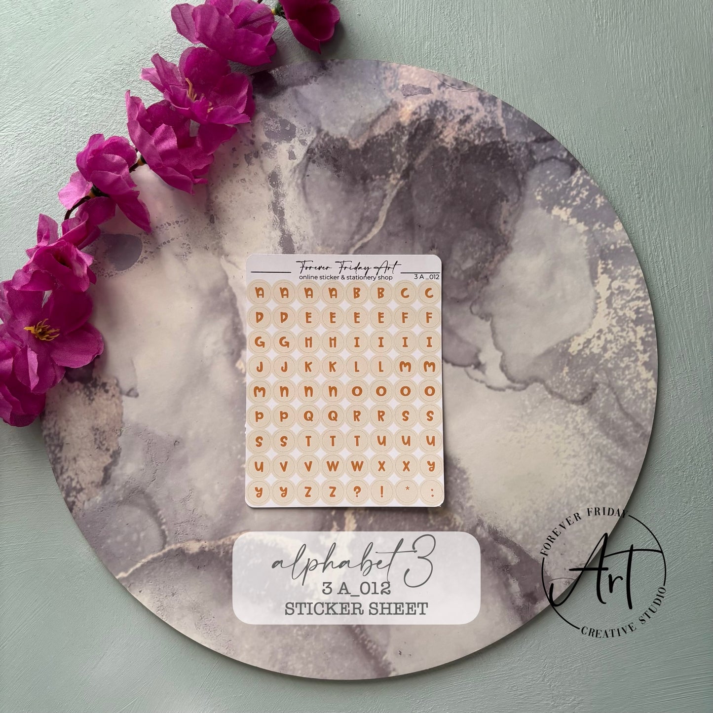 Alphabet 3 Sticker Sheet A009-A012