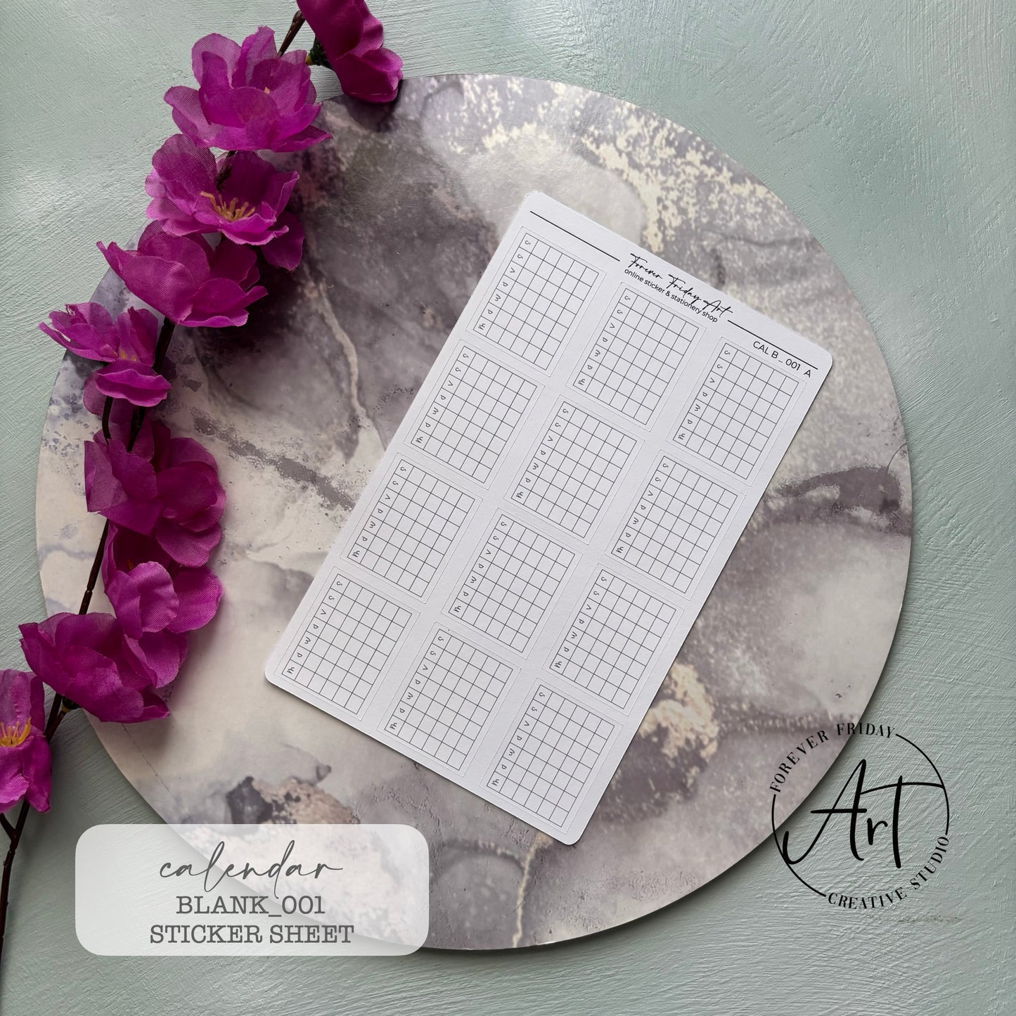 2026 Calendar Sticker Sheet Blank