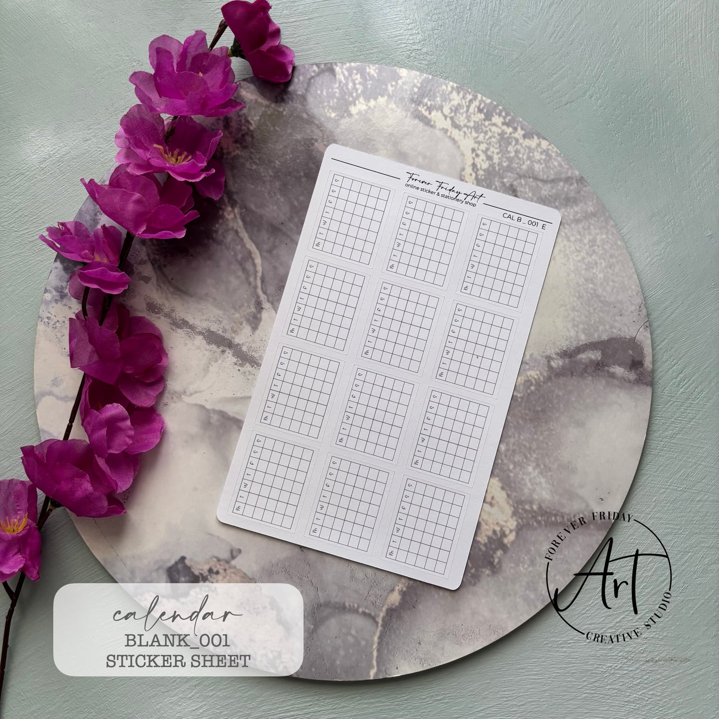 2026 Calendar Sticker Sheet Blank