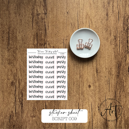 Script Sticker Sheet S009-S012