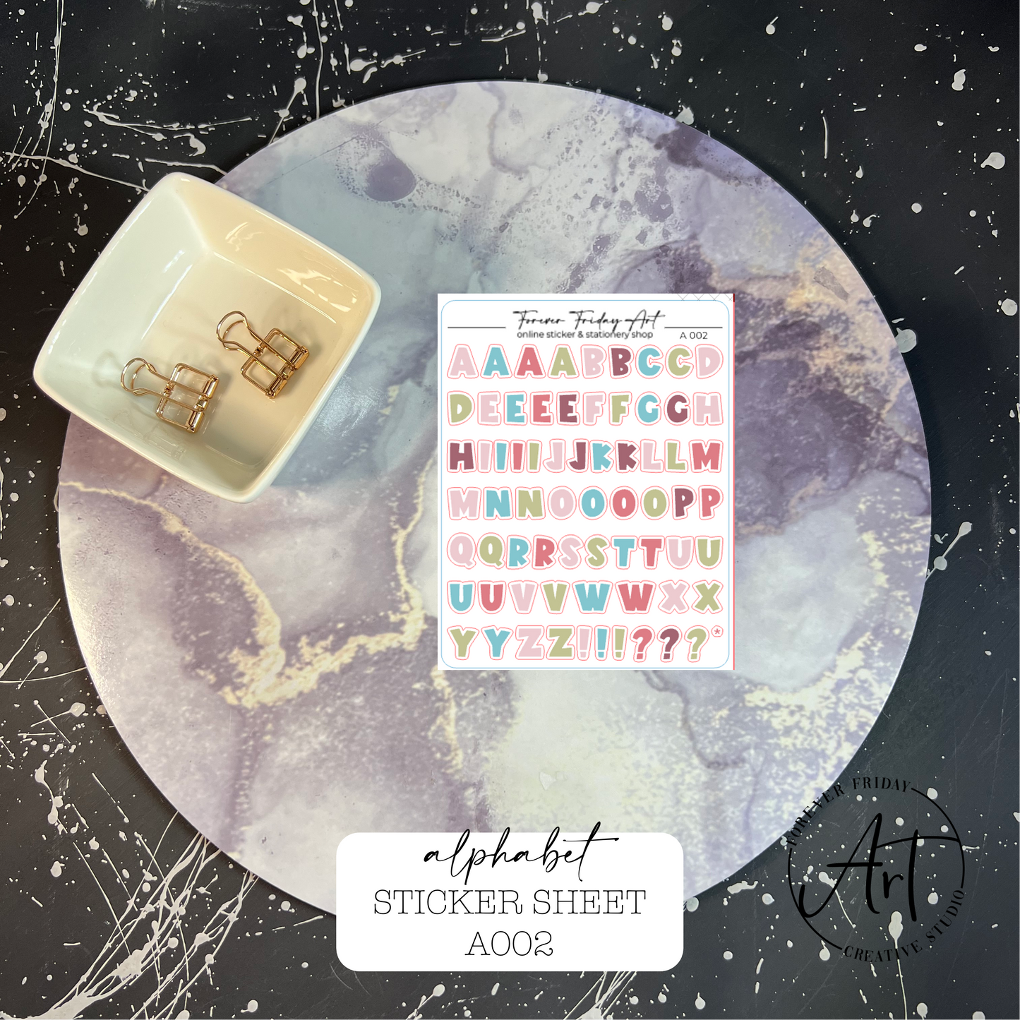 Alphabet Sticker Sheet A001-A004 – Forever Friday Art