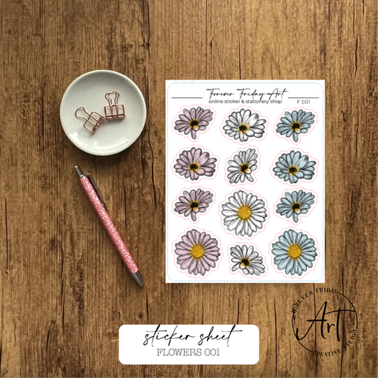 Flowers Sticker Sheet F001-F004