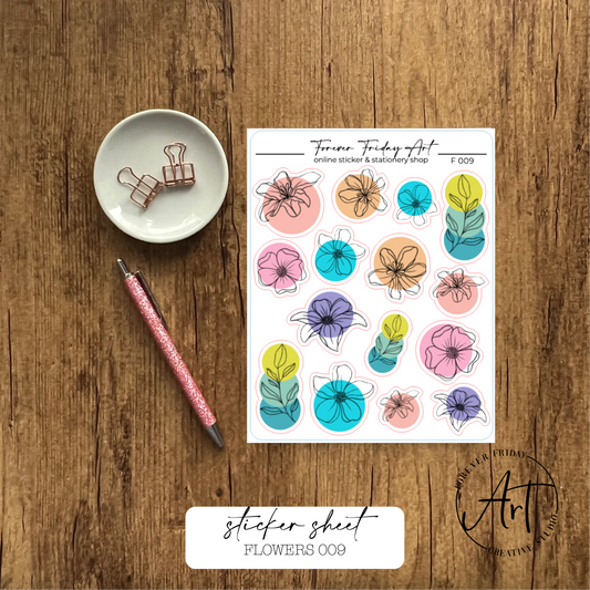 Flowers Sticker Sheet F009-F012