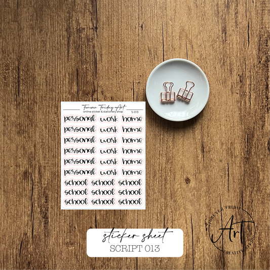 Script Sticker Sheet S013 - S014