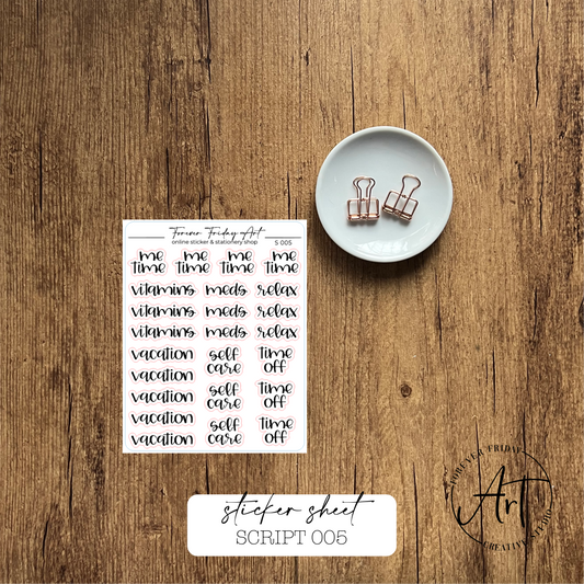 Script Sticker Sheet S005 - S008